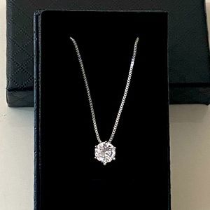 BR NEW Round CZ sterling silver necklace for women